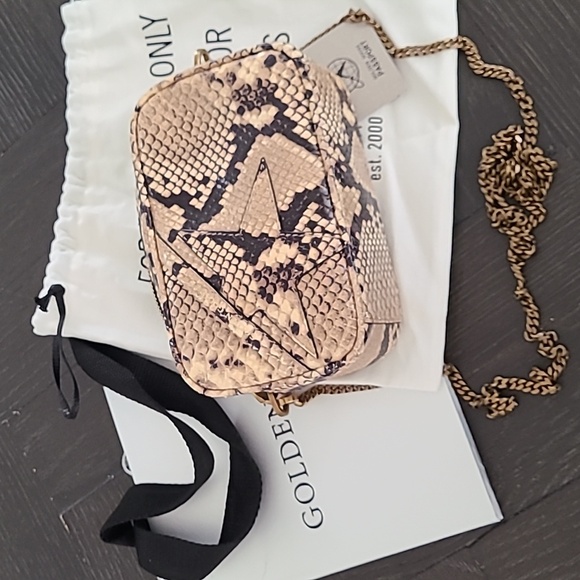 NWOT Golden Goose Faux snake print mini crossbody bag with chainlink strap - Picture 7 of 7